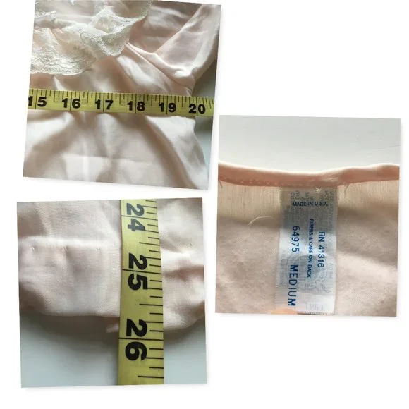 Vintage pajama set top & pants sleepwear pastel pink and lace - Picture 8 of 9